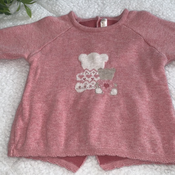 Mayoral Pink Sweater Dress Set Bears 4-6M Baby Girl EUC - Picture 4 of 10